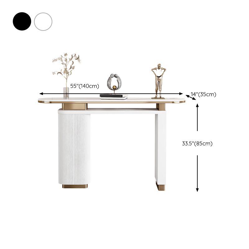 Glam Oval Console Table Reclaimed Wood Console Accent Table for Hall