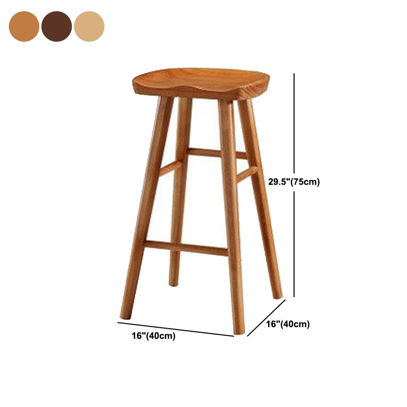 Solid Wood Armless Bar Chair Modern Backless Footrest Bar Stool