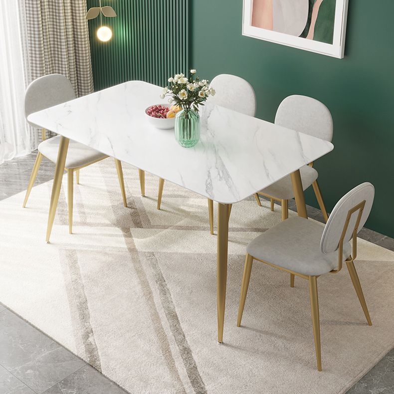 Luxusstil Sintered Stone Esstisch 4 Beine Basis Rechtecktisch für Zuhause