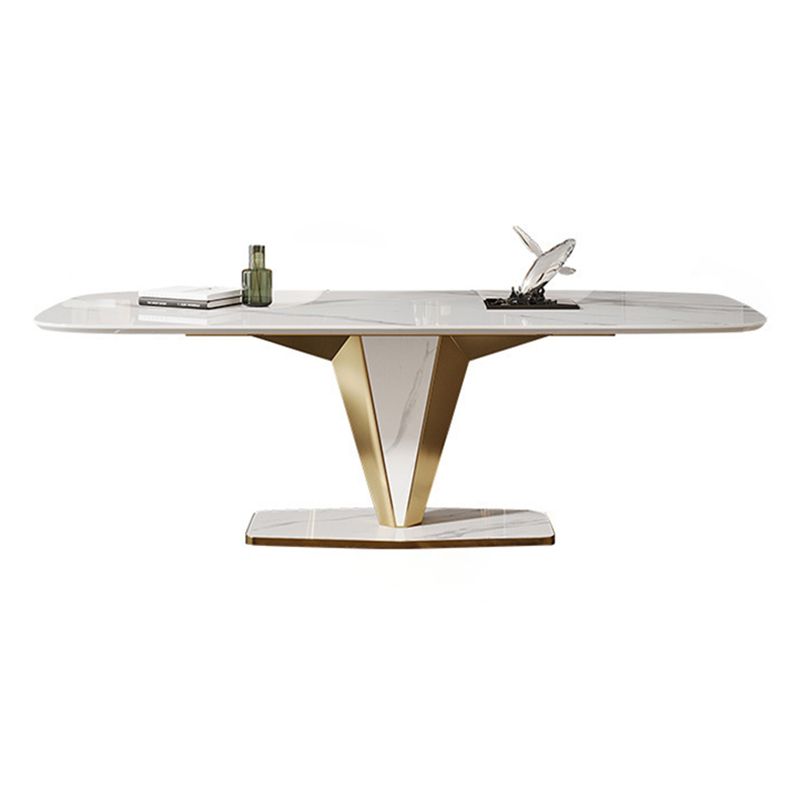 Luxurious Sintered Stone Dining Set Rectangle 1/4/5/7 Pieces Dinette Table Set in White