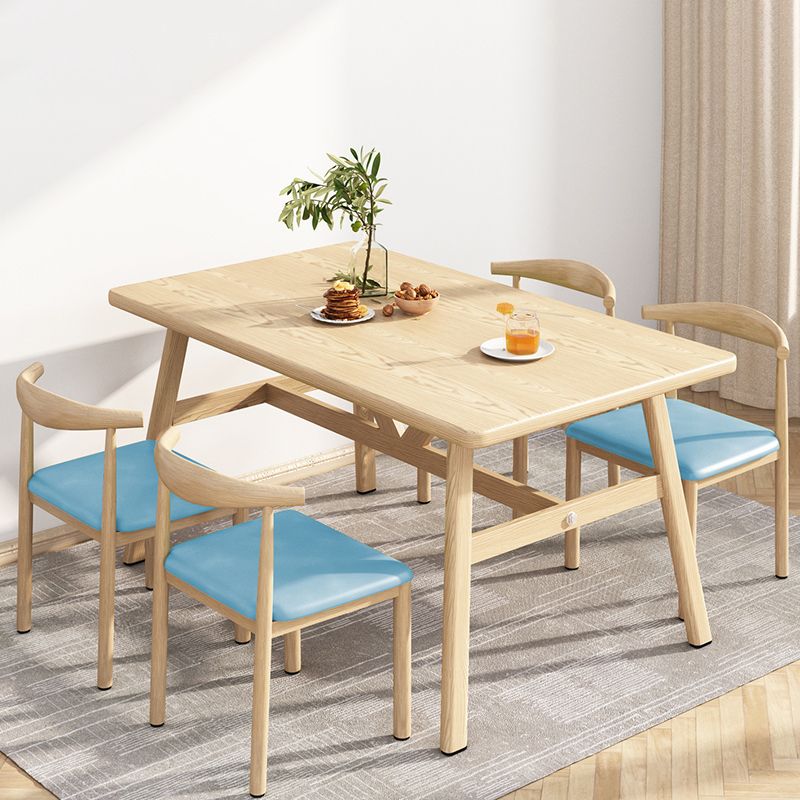 Wooden Modern Dining Room Set Standard Height with Trestle Base Formal Table Set for Home Use