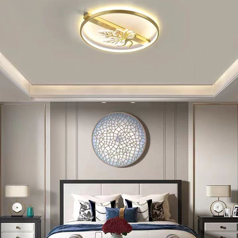 Geometry Shape Flush Mount Lamps Modern Metal 2-Light Flush Mount Fixture in Gold