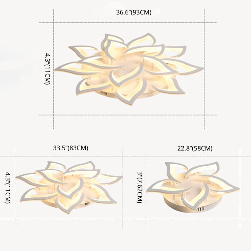 Radial Acrylic Semi Flush Mount Ceiling Light Semi Flush Modern Multi-head Bedroom Semi Flush