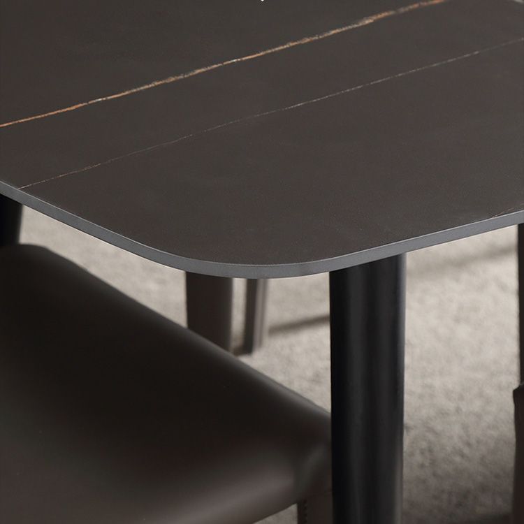 Modern 1/4/5/6/7 Pieces Dining Set Sintered Stone Dining Table with Leather Chairs