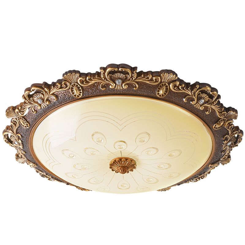 Traditional Bowl Flush Mount Lighting LED Glass Flush Mount Ceiling Light in White