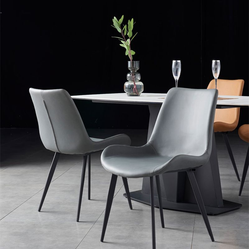 Minimalistische stijl lederen eetkamerstoelen stevige achterstoel stoel voor thuisgebruik