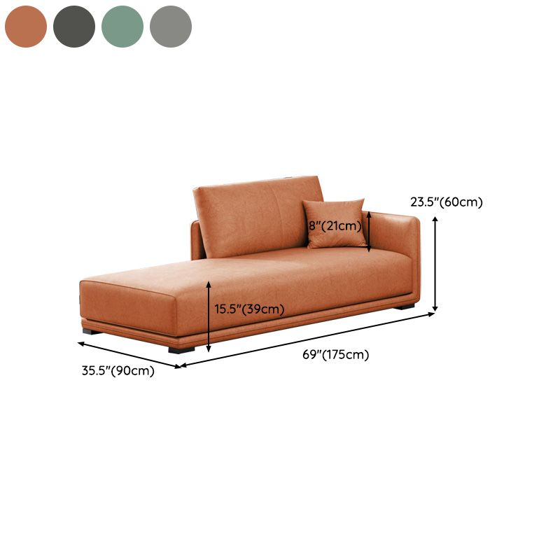 Nordic Living Room Chaise Rolled Arms Upholstered Chaise Lounge with Wooden Base