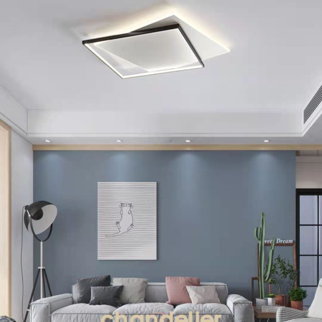 Acryl Double Squares Flush Mount Lighting Moderne Schwarz-Weiß LED Deckenbündige Mount Light