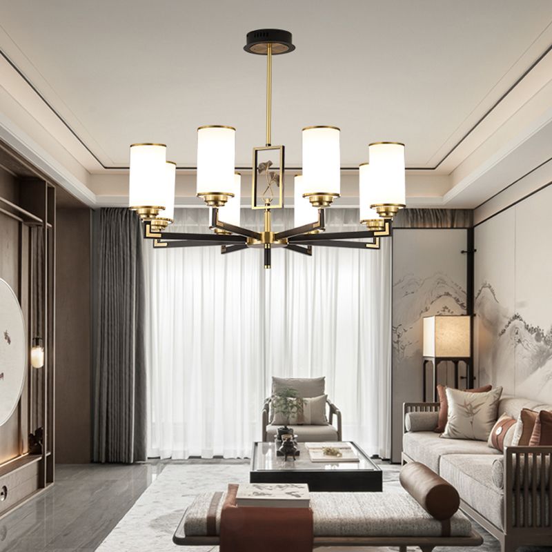 Cylinder Shape Pendant Lights Modern Style Glass Chandelier Lights