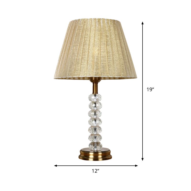 Éclairage de table à lampe à plis beige Éclairage simple 1 lampe de nuit en cristal à facettes à facette pour salon