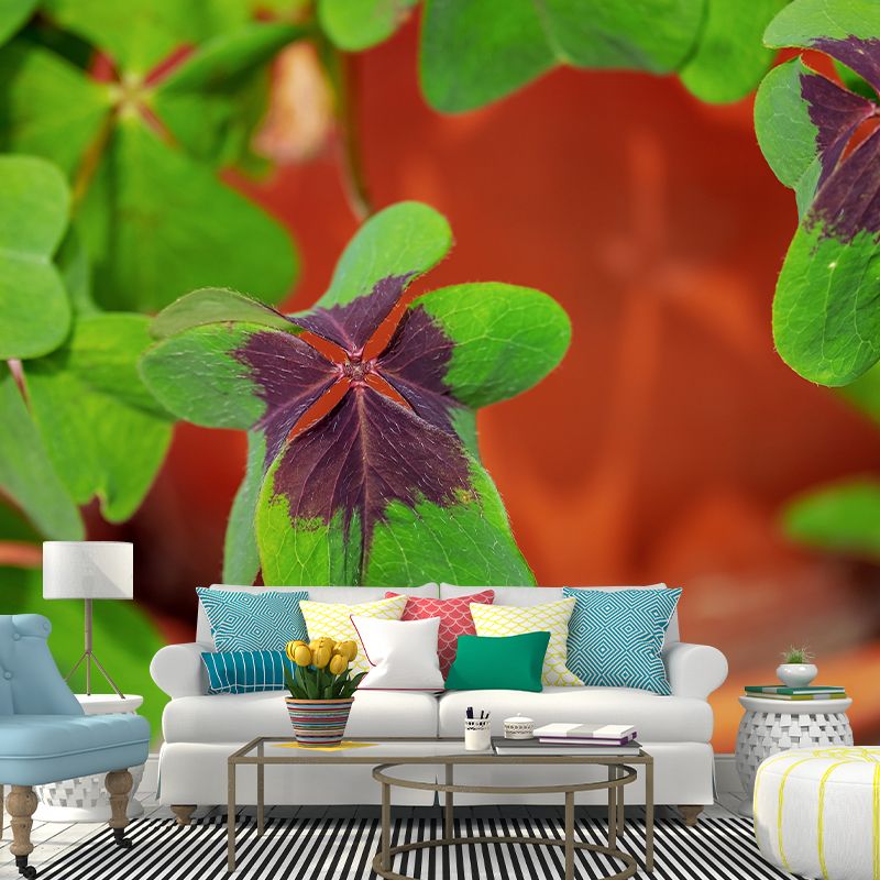 Clover Plant Mural Decal for Reading Room Study Room, Moisture Resistant