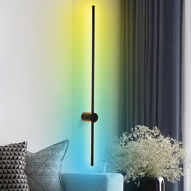 Modern Simplicity Style RGB Wall Sconce Black Long Strip Ambiance Decorative LED Wall Lamp for Restaurant Bar