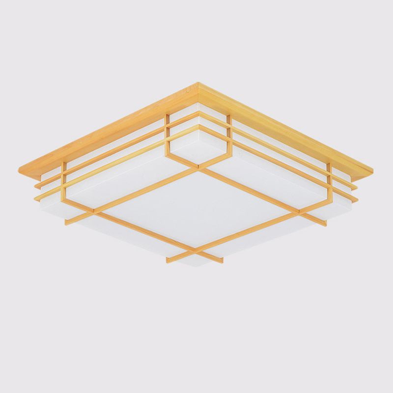 Holz Quadratische Form Flush Deckenleuchte Moderne 1-Licht Flush Mount Beleuchtung in Braun