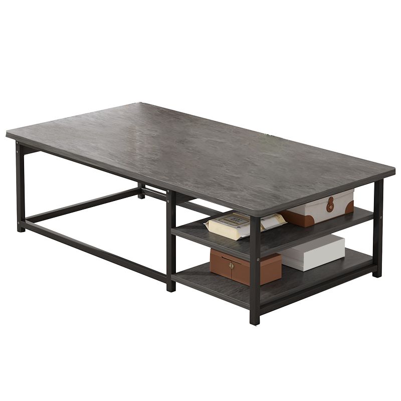 23.6" D Modern Rectangular Coffee Cocktail Table with 2-Shelf