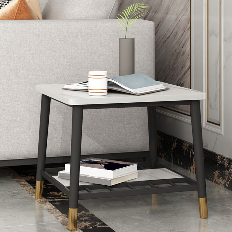 4 Legs Metal End Table Luxurious Stone Top Side End Snack Table