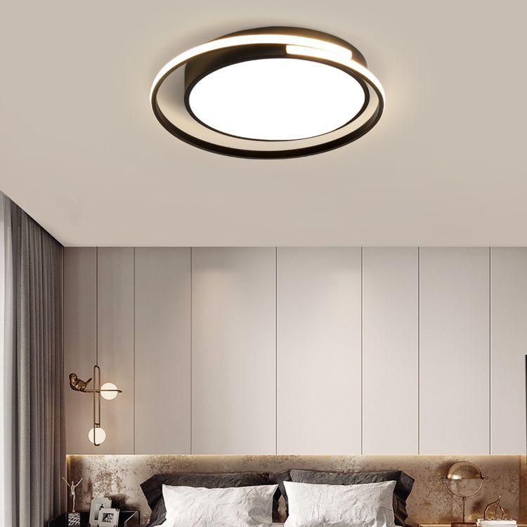 Black and White Metal Flush Mount Modern Style Rounded Ceiling Light Fixture for Bedroom