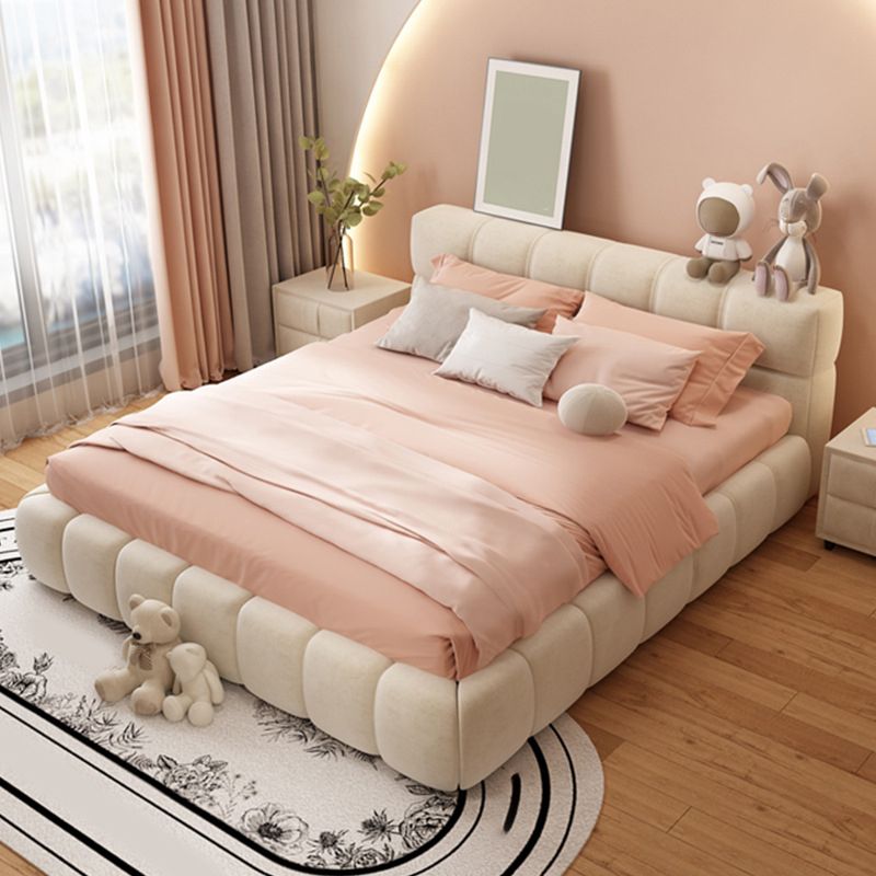 Modern Style Standard Bed with Tufted Upholstered Headboard Bed