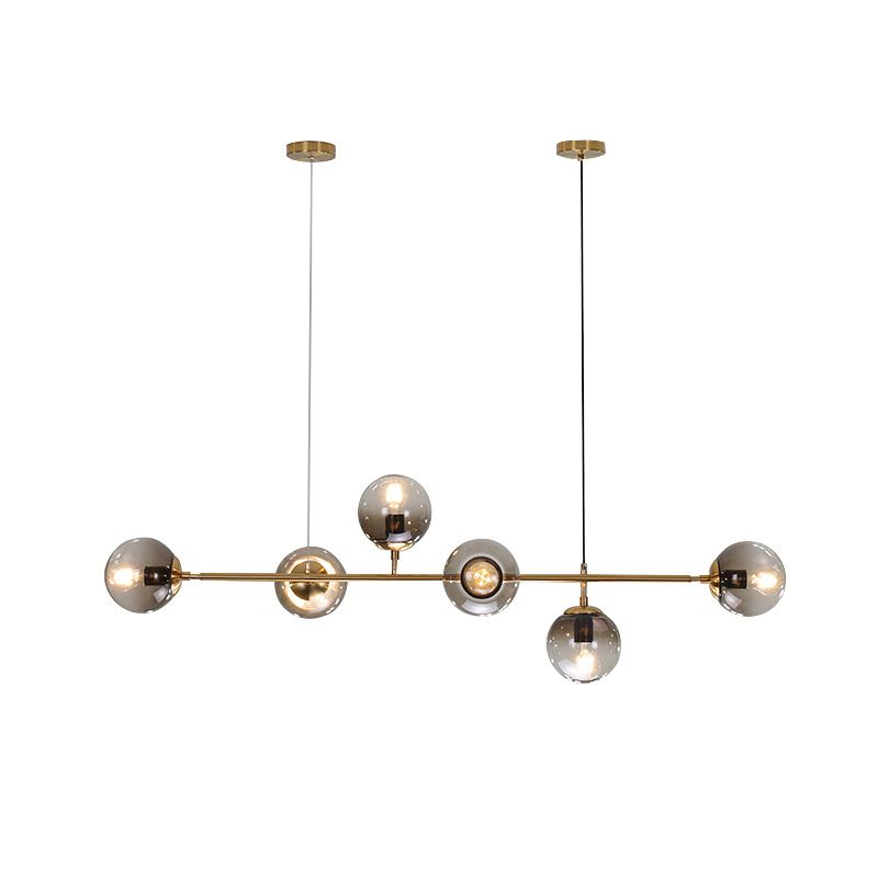 Gold Metal Hanging Ceiling Light Linear Modern Island Lamps for Dining Room