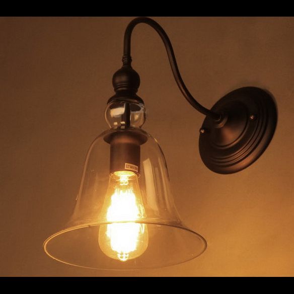 Industrielle Wandleuchte ein leichtes Licht moderner klarer Glasschatten Wandleuchte in Schwarz