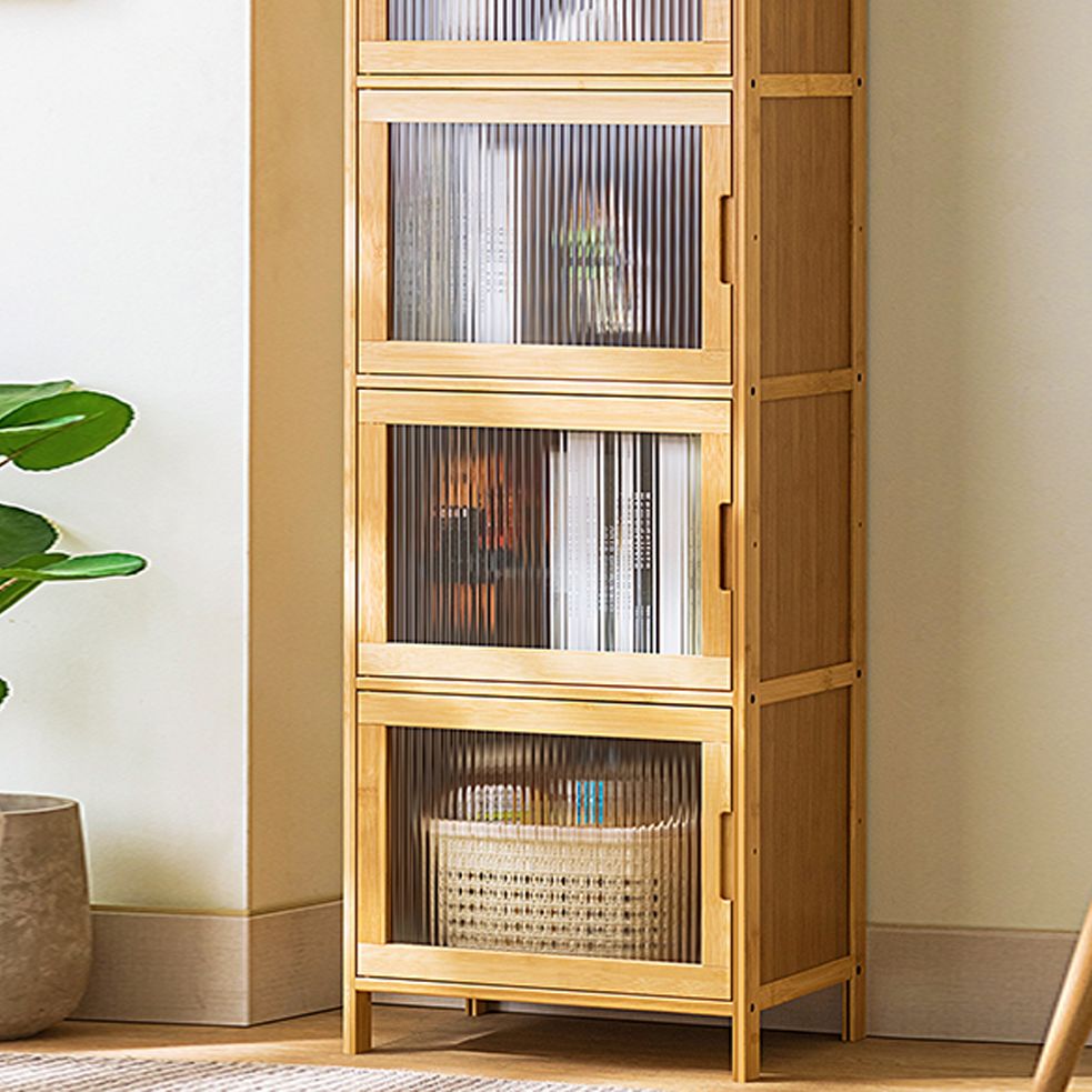 Contemporary Rectangle Storage Cabinet Natural Finish Accent Cabinet with Doors