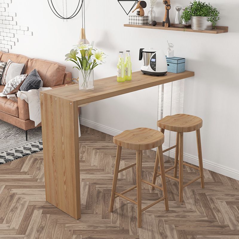 1/4 Pieces Modern Rectangular Pub Table Set Wooden Counter Table with Backless Stools