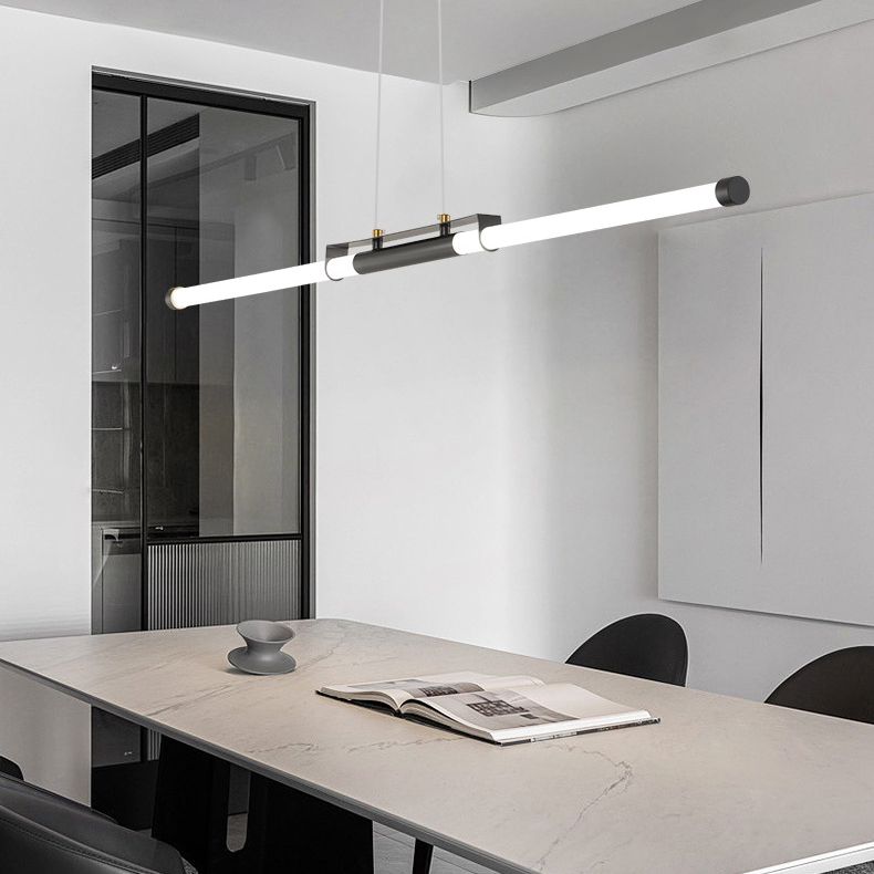2-Light Linear Island Pendant Lighting Modern Metal Island Light Fixtures