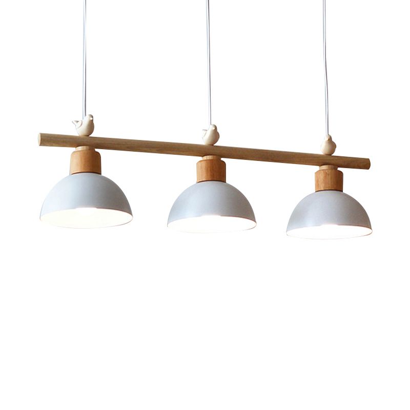 Wooden Island Light Modern Island Hanging Light with Bird Decoration for Dining Room
