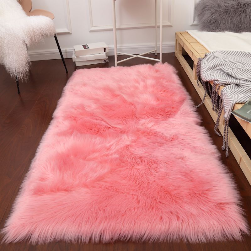 White Solid Color Rug Plush Orlon Area Carpet Easy Care Rug for Living Room