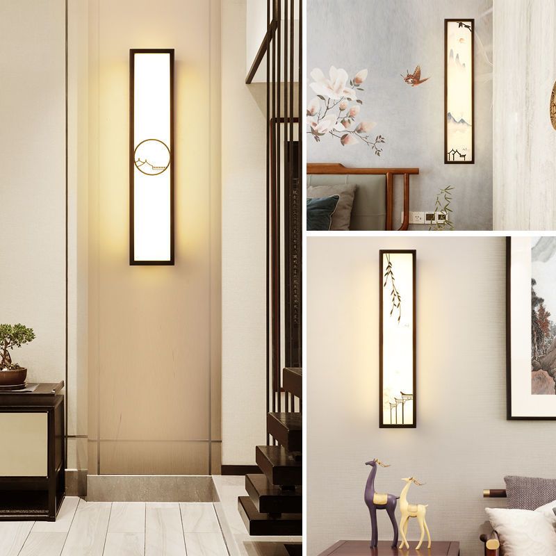 1-licht houten moderne sconce verlichtingsarmaturen kwadraat muurlamp sconce voor woonkamer