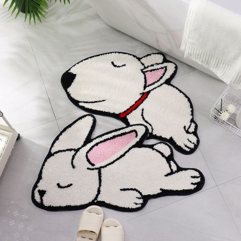 Yellow Bedroom Area Rug Animal Pattern Polyester Rug Washable Anti-Slip Rug