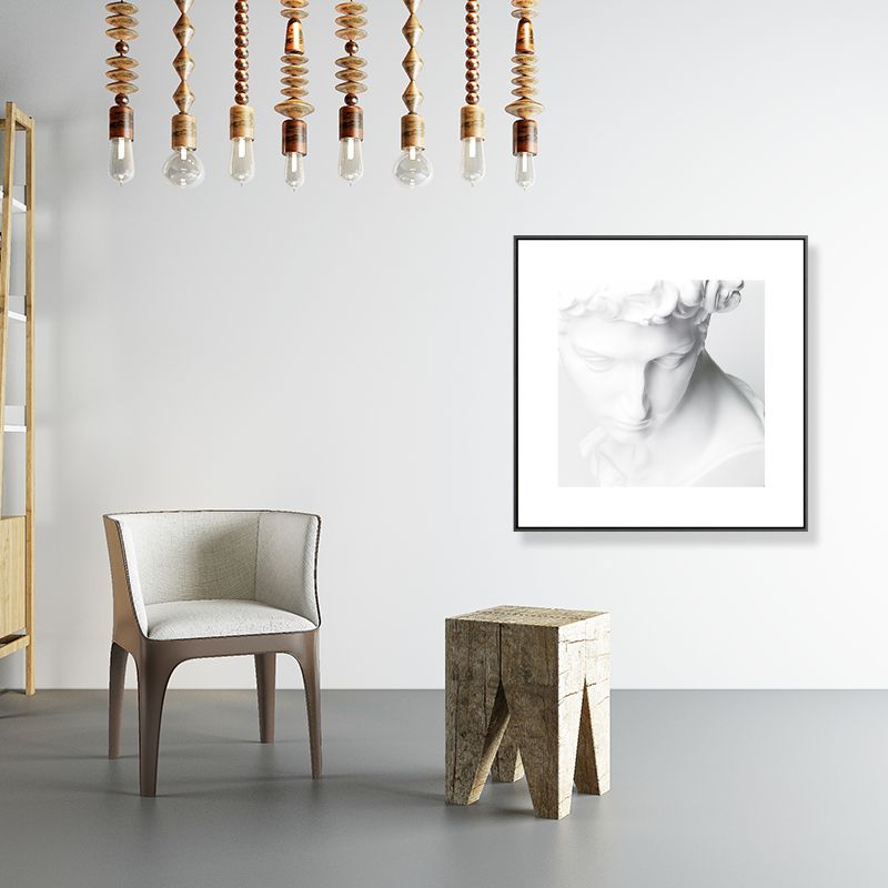 Minimalist Ancient Human Sculpture Canvas Light Color Textured Wall Art for Home