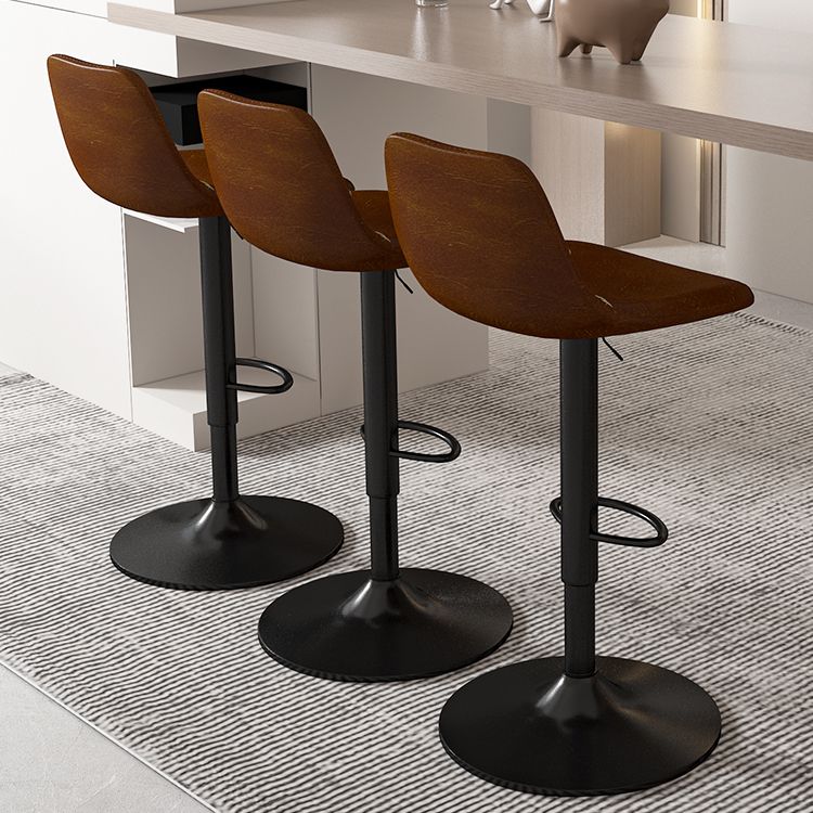 Contemporary Adjustable Height Swivel Armless Bar Stool with Metal Base