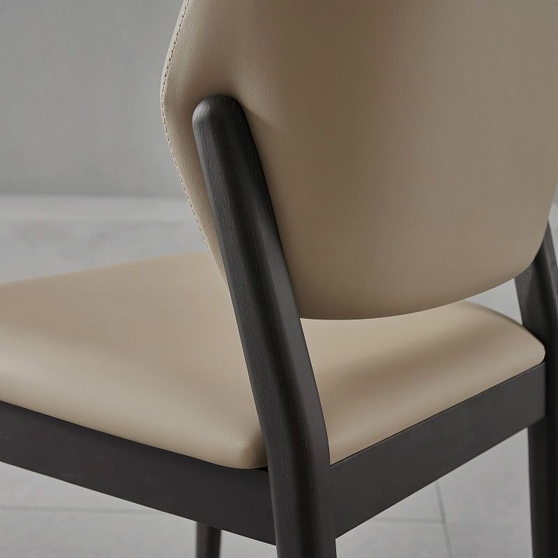 Ash Wood Legs Side Chair Modern Armless Dining Chairs with Upholstered