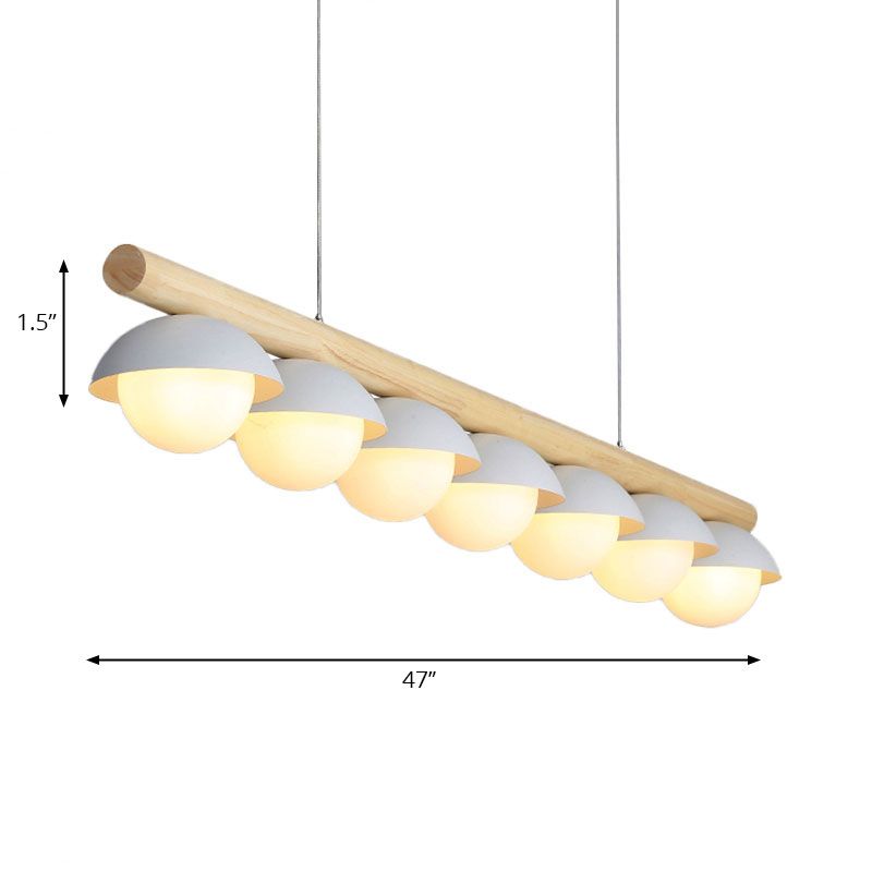 Moderno semplice lampadario lineare gambo in legno 5/7 luci bianche ombra luci di biliardo per ristorante