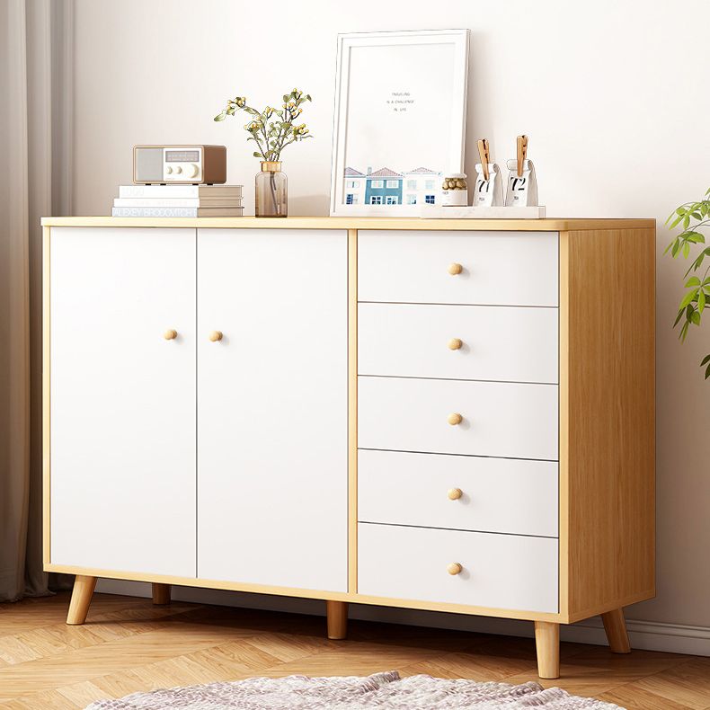 5 - Drawer 35.4" Tall Cabinet Modern 2 - Door Wooden Storage Cabinet