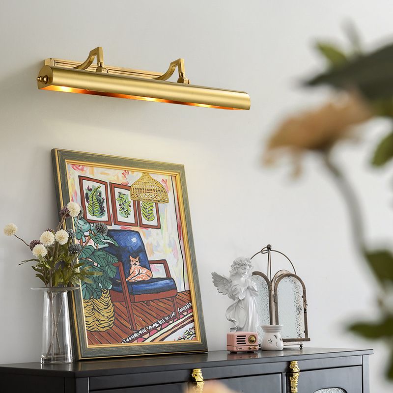 Postmodern Traditional Cylinder Vanity Sconce Lights Brass Wall Mount Light Fixture for Bathroom