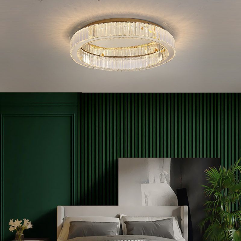 Gold Stainless-Acier LED Flush Mount in Modern Creative Style Crystal Ceiling Light for Bedroom