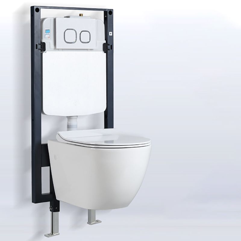 Modern White Siphon Jet Flush Toilet One-Piece Wall-mount Toilet for Bathroom