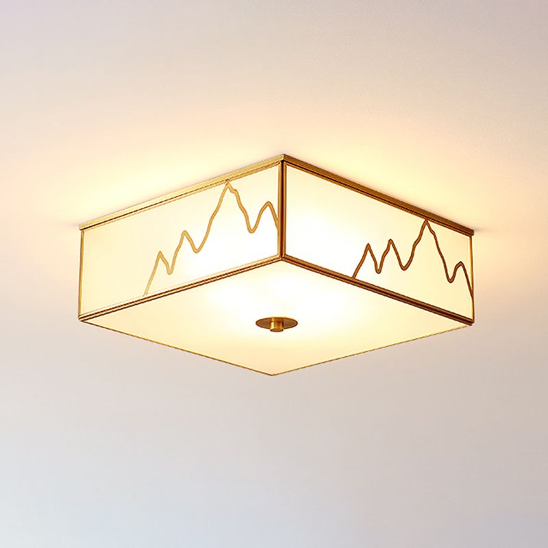 Tessuto Shade Soffitto Light Asian Style Multi - bulbi Flush Mount Lamp for Living Room