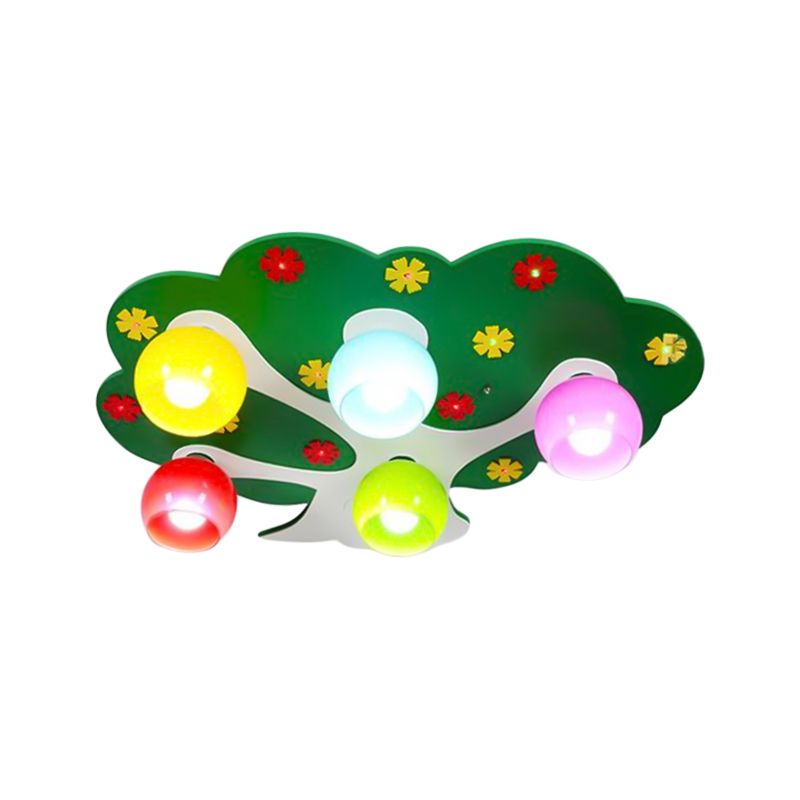 Lovely Cartoon Tree Ceiling Mount Light 5 Lights Acrylic LED Ceiling Lamp for Nursing Room