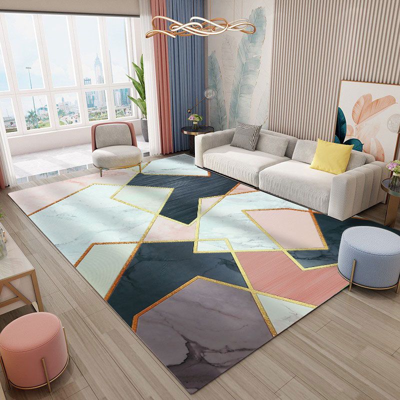 Gray Simple Indoor Carpet Polyester Geometric Rug Anti-Split Backing Area Rug for Home Decoration