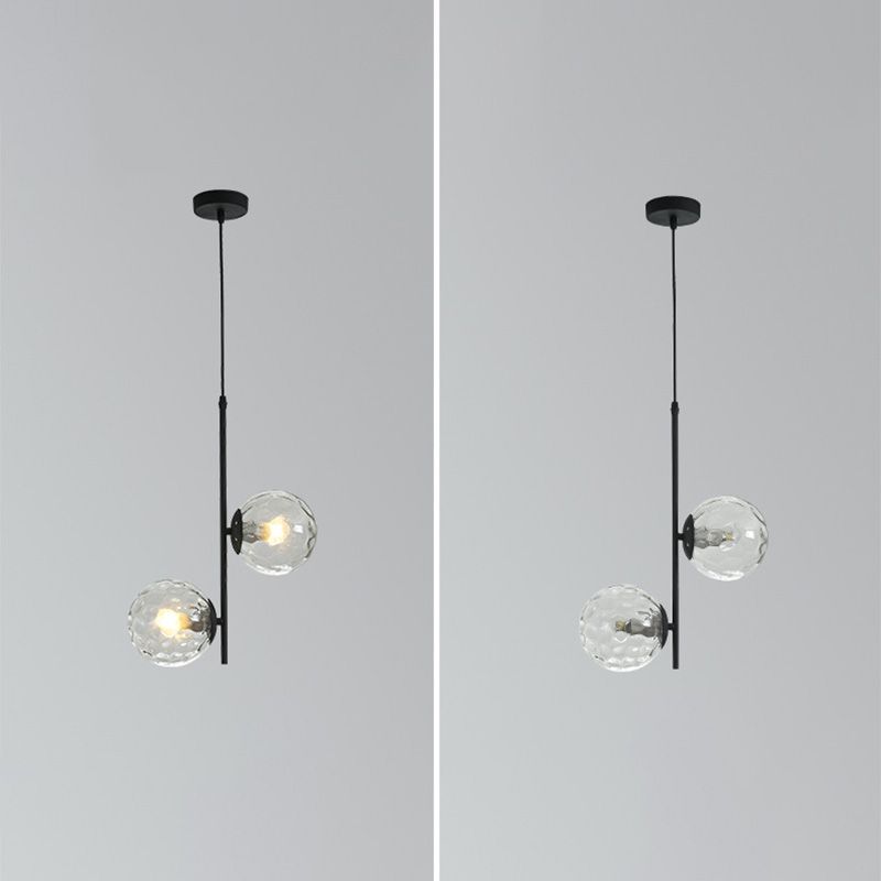 2 Lichte bolvormige tak Hangende lichten Moderne stijl Glazen hangende verlichting voor slaapkamer