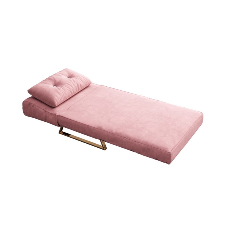Glam Foldable Futon Frame with Velvet 31.5" Wide Futon Sofa Bed in Pink