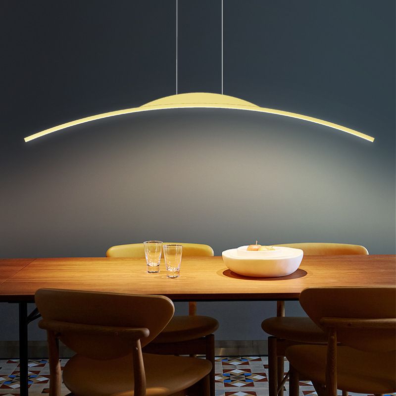 Linear Shape Metal Island Chandelier Modern Style 1-Light Island Ceiling Light