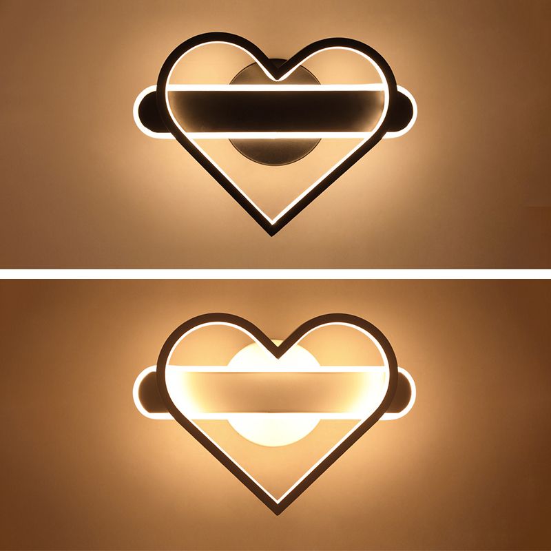 Heart Shaped Aluminum LED Wall Lamp 9.5" H Simplicity Lines Acrylic Sconce Lighting Fixture for Bedroom