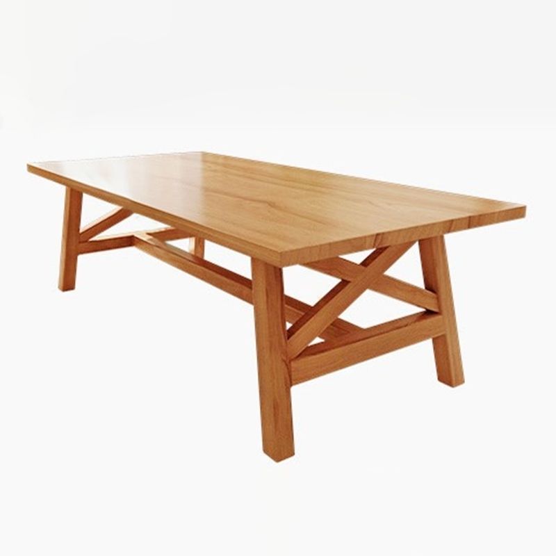 Rectangle Wood Dining Table for Restaurant Modern Pine Table with Trestle Base