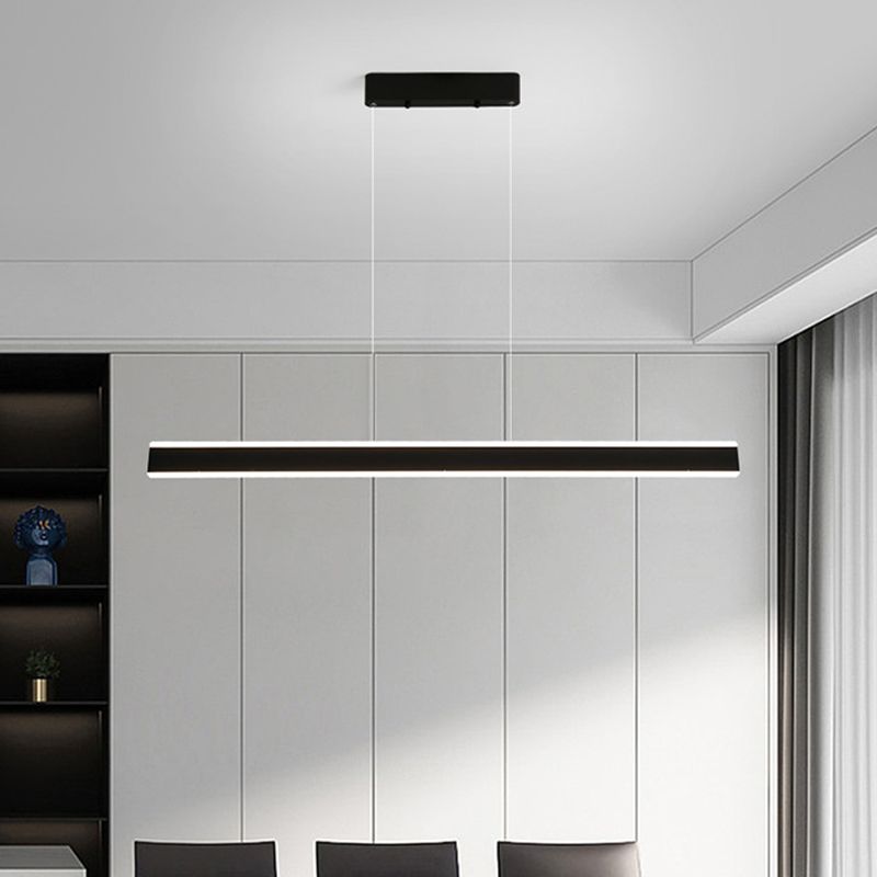 Minimalism Linear LED Hanging Pendant Lights in Black for Dining Room