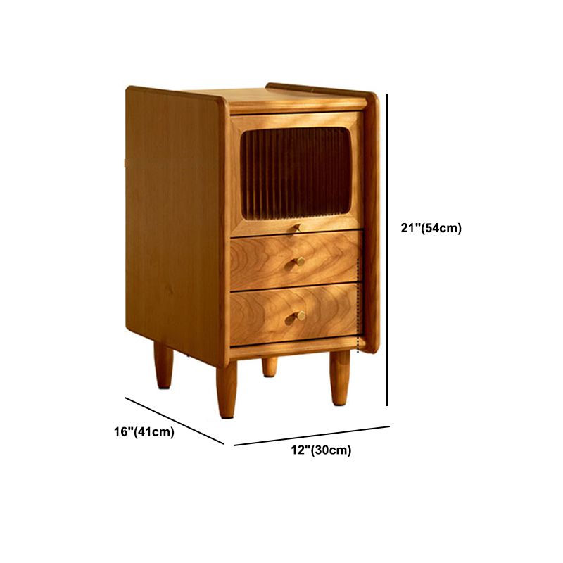 Medium Wood Night Table Contemporary Drawers Bedside Cabinet