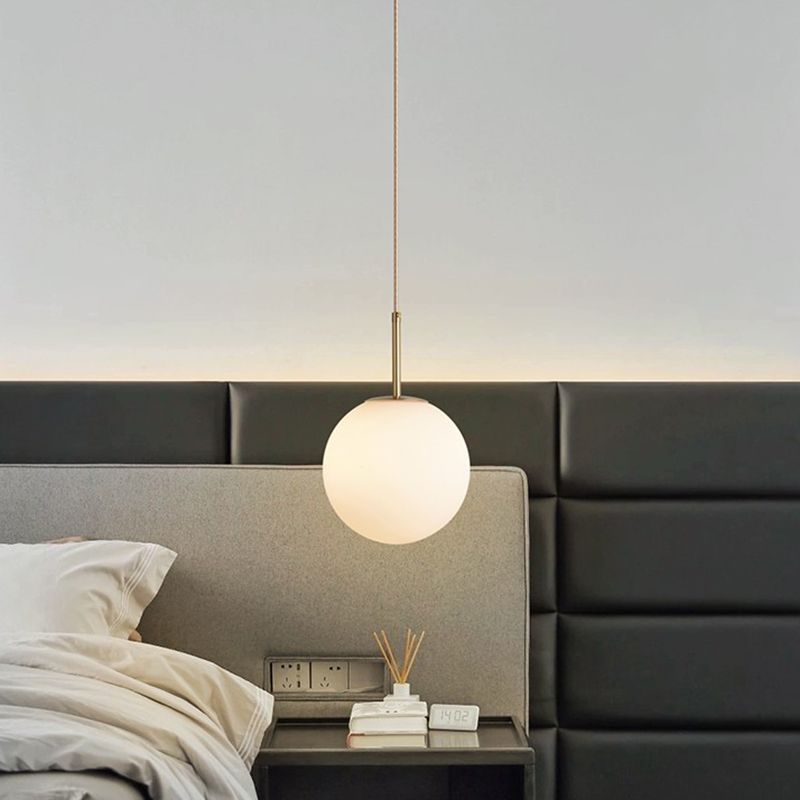Moderner Stil Kugelform Pendelleuchte Glas 1 Licht Anhängerlampe für Wohnzimmer