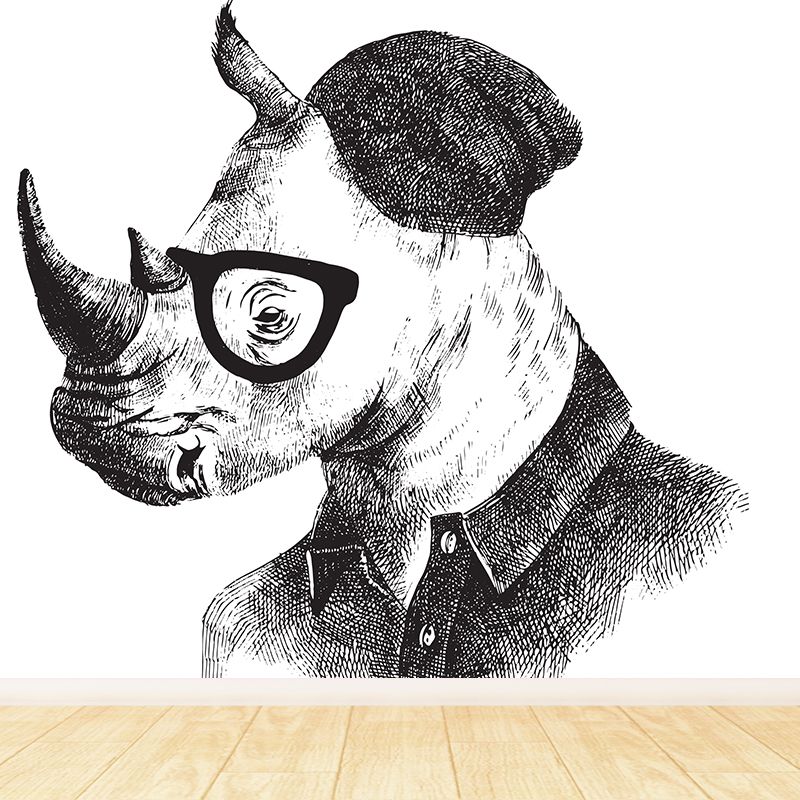 Illustration Animal Portrait Mural Wallpaper Large Wall Art for Boys Bedroom, Custom Print